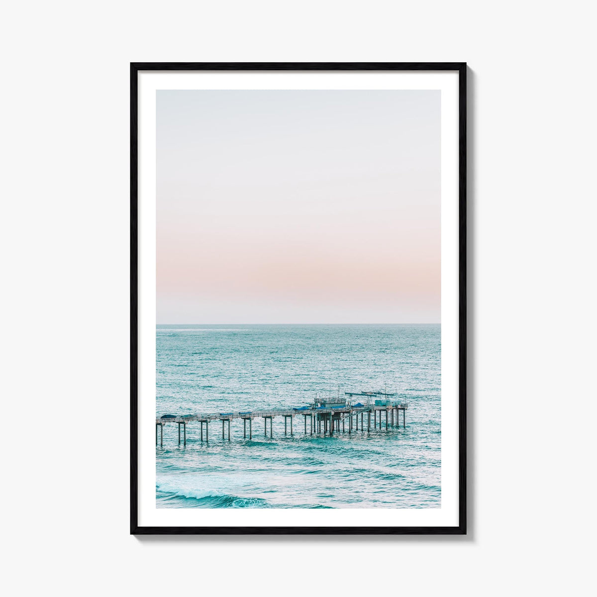 Pier no. 5 colorful photo poster – vertical wall art, unframed print shown in interior mockup