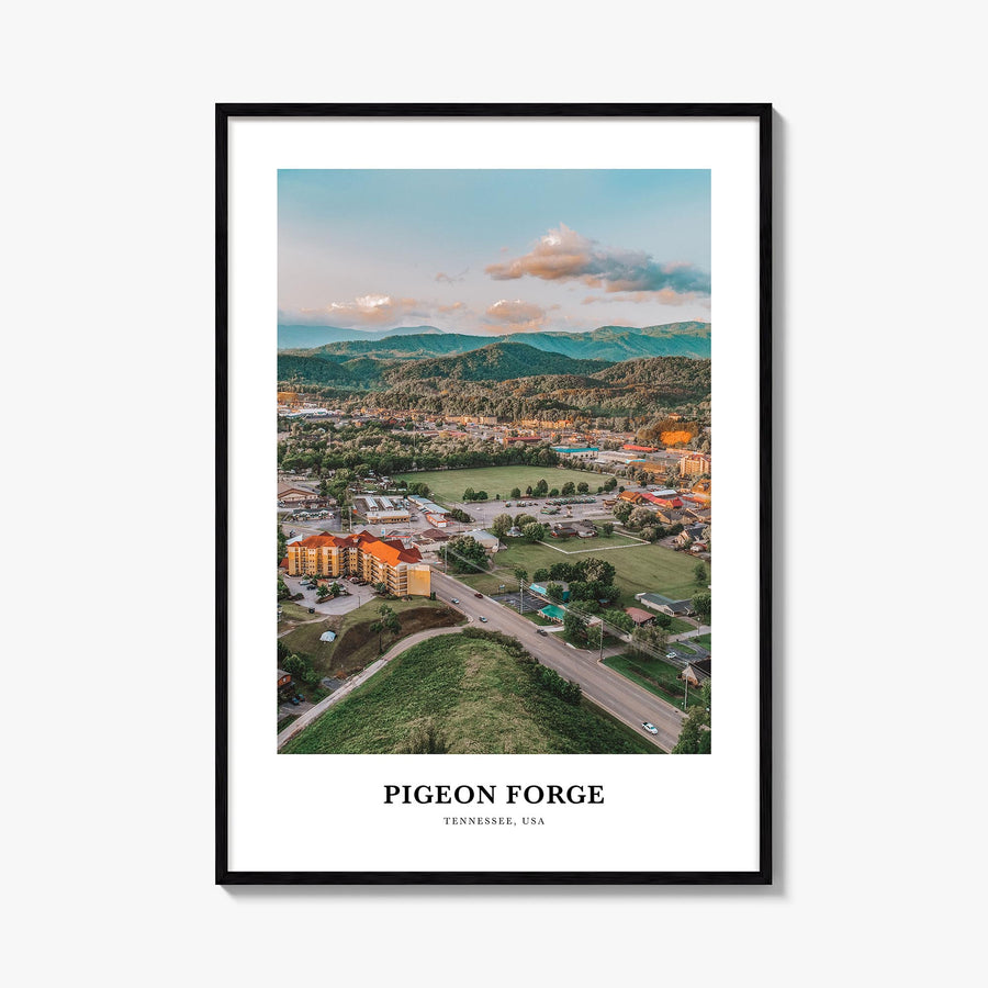 Pigeon Forge colorful classic poster of Tennessee, USA – vertical wall art, unframed print shown in interior mockup