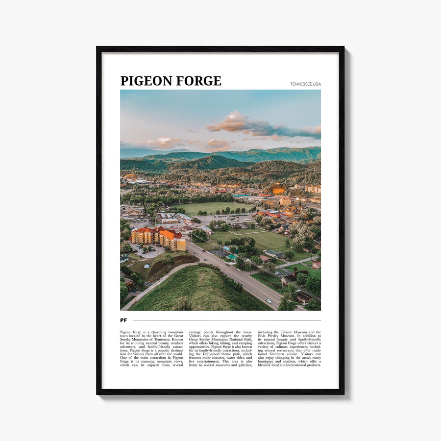 Pigeon Forge colorful travel poster of Tennessee, USA – vertical wall art, unframed print shown in interior mockup