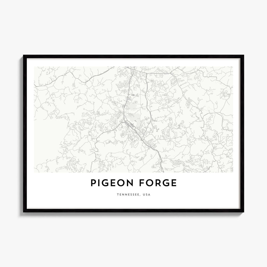 Pigeon Forge Map Poster, framed poster mockup