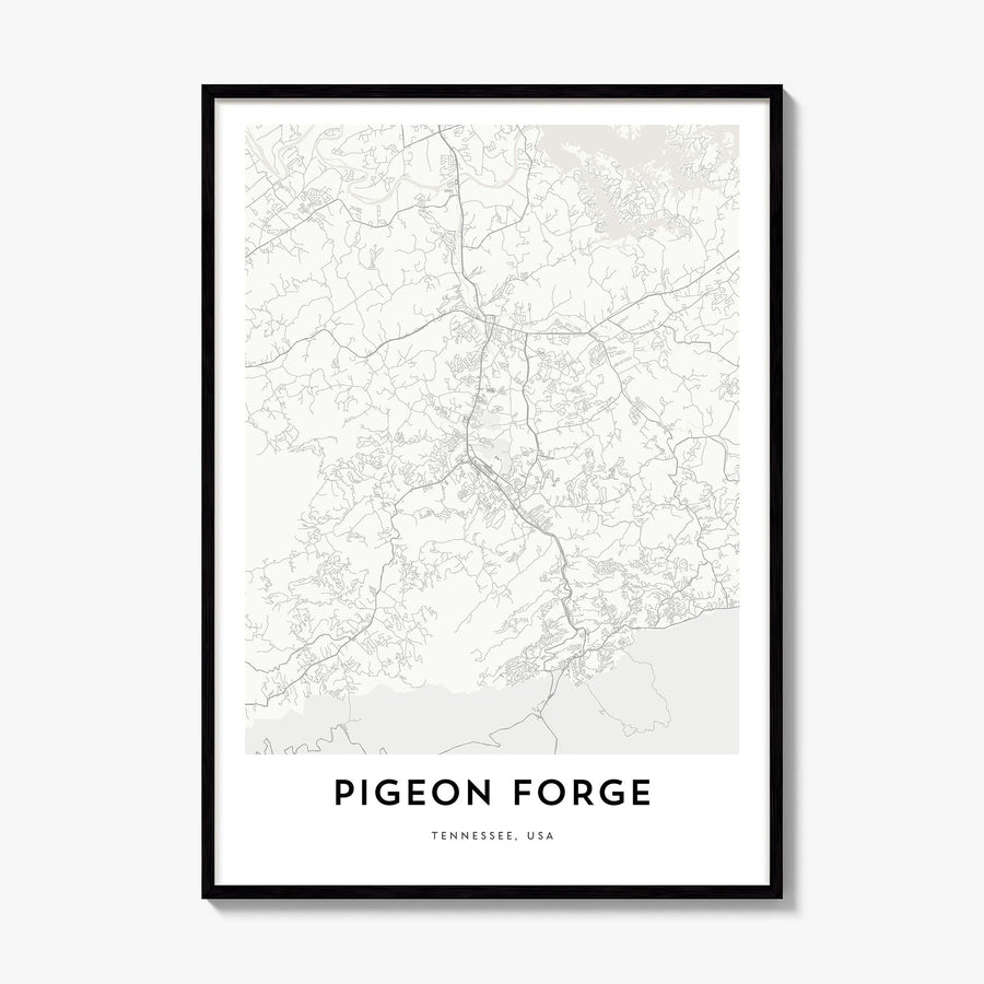 Pigeon Forge Map Poster, framed poster mockup