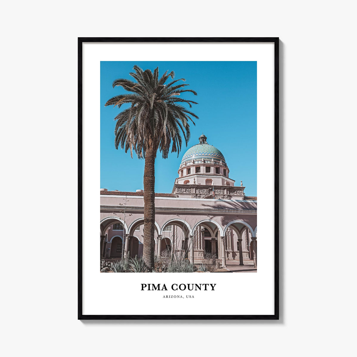 Pima County colorful classic poster of Arizona, USA – vertical wall art, unframed print shown in interior mockup