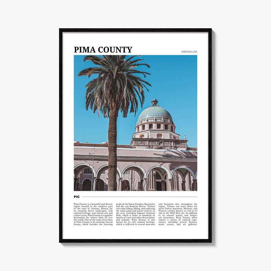 Pima County colorful travel poster of Arizona, USA – vertical wall art, unframed print shown in interior mockup