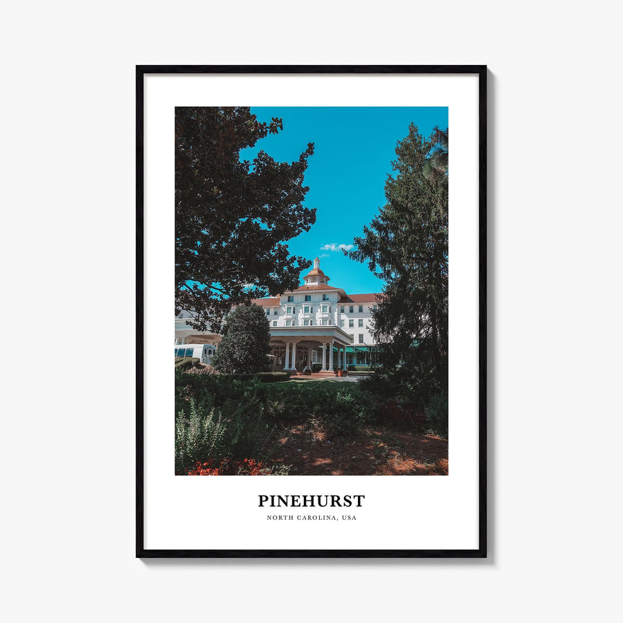 Pinehurst colorful classic poster of North Carolina, USA – vertical wall art, unframed print shown in interior mockup
