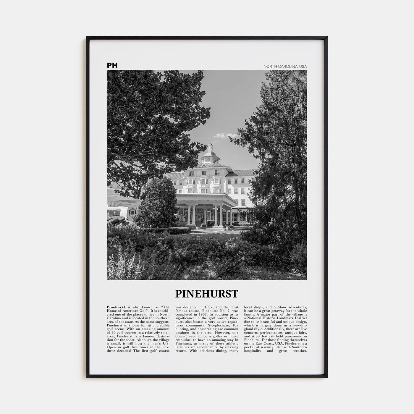Pinehurst Poster None / 8x12 in Nbourhood Travel B&W Poster