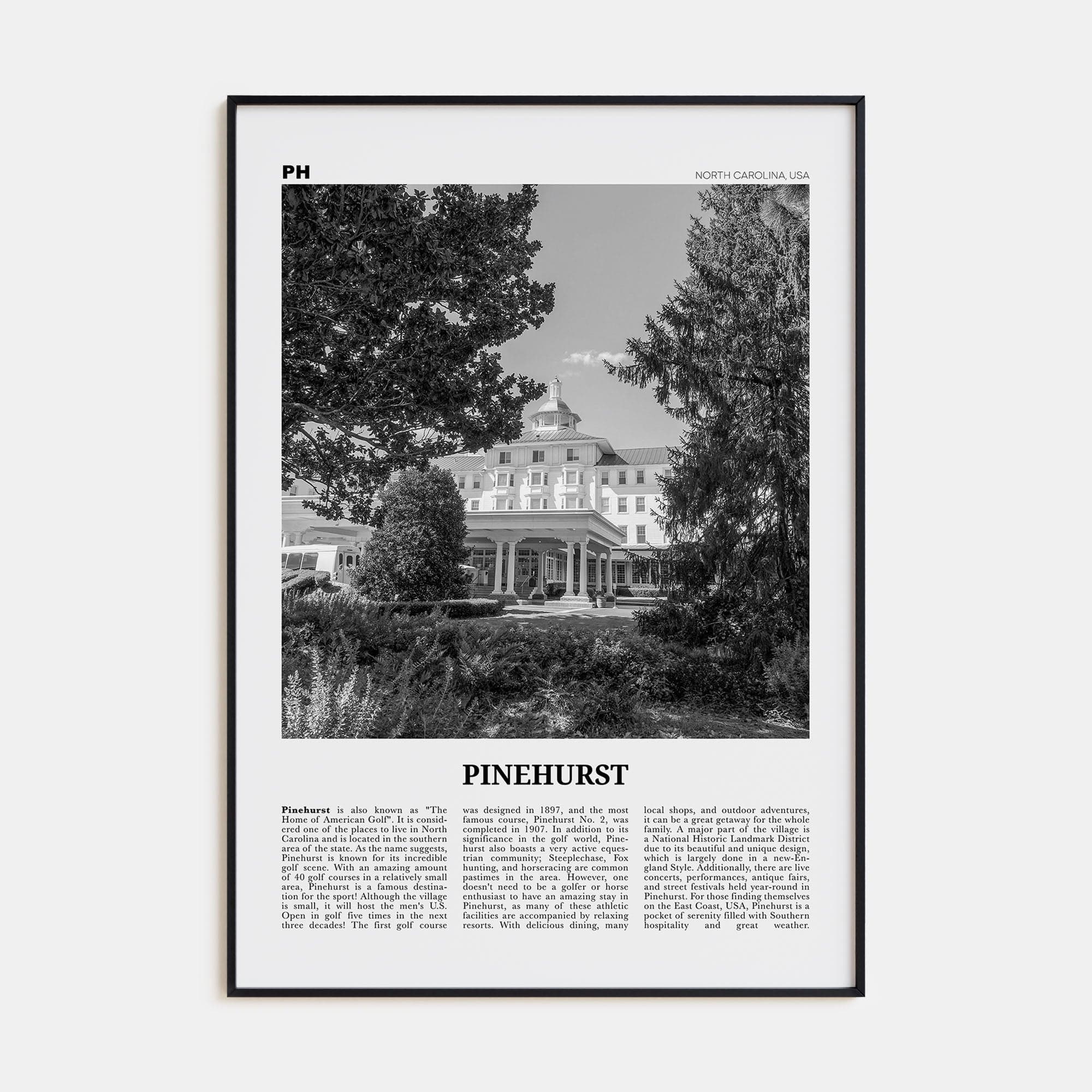 Pinehurst Poster None / 8x12 in Nbourhood Travel B&W Poster