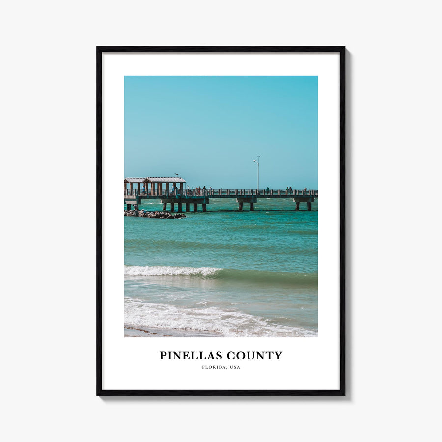 Pinellas County colorful classic poster of Florida, USA – vertical wall art, unframed print shown in interior mockup