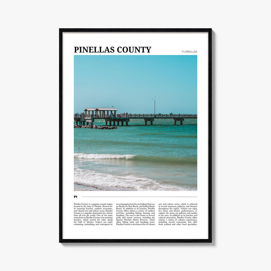 Pinellas County colorful travel poster of Florida, USA – vertical wall art, unframed print shown in interior mockup