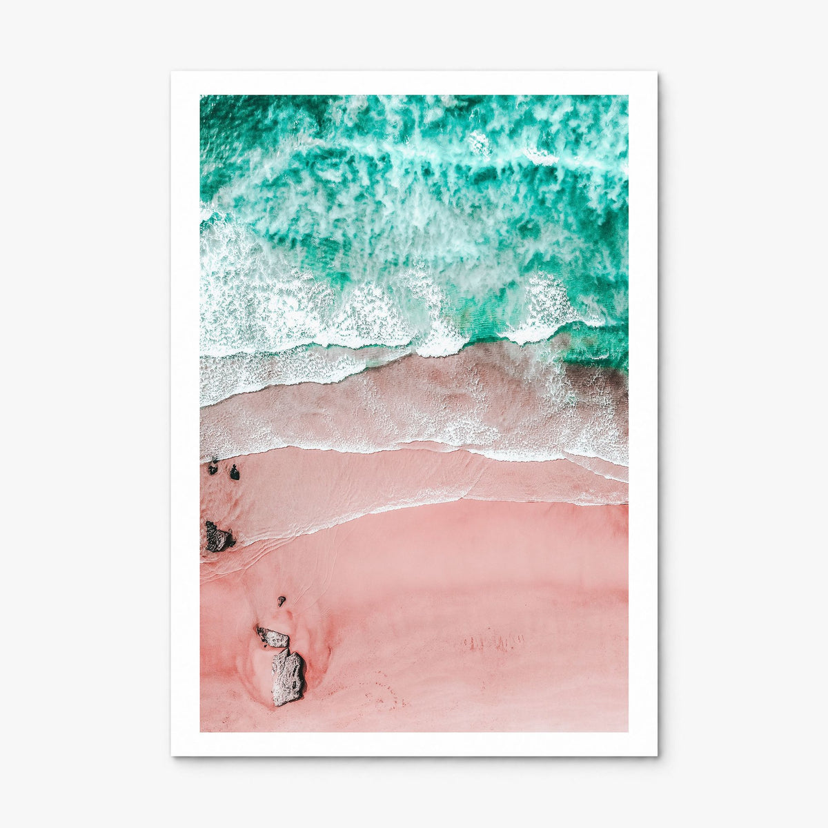 Pink Sandy Beach Photo No 1 Poster, print only (unframed), white border