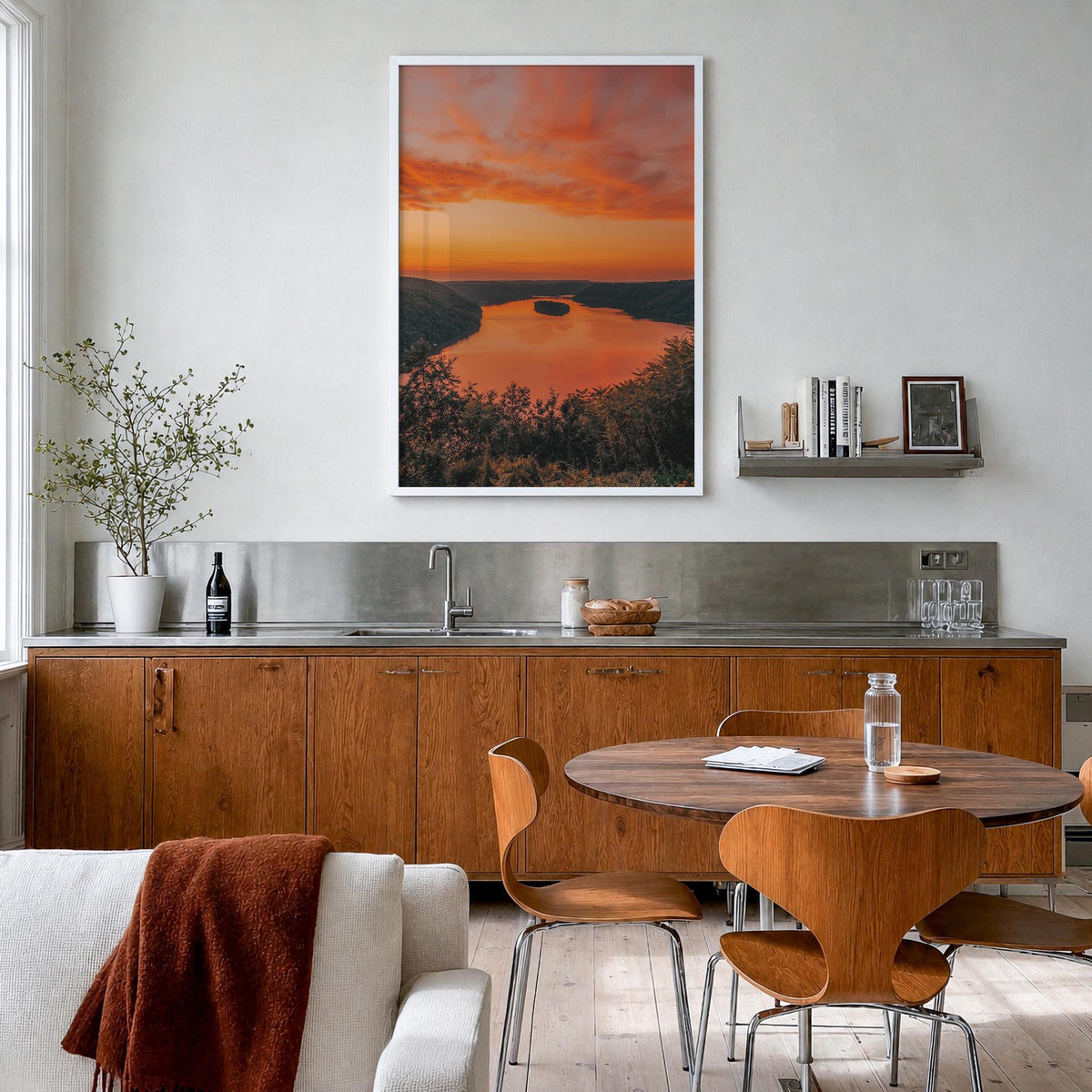 Pinnacle Overlook colorful photo poster of Kentucky, USA – vertical wall art in white wood frame, hanging on wall