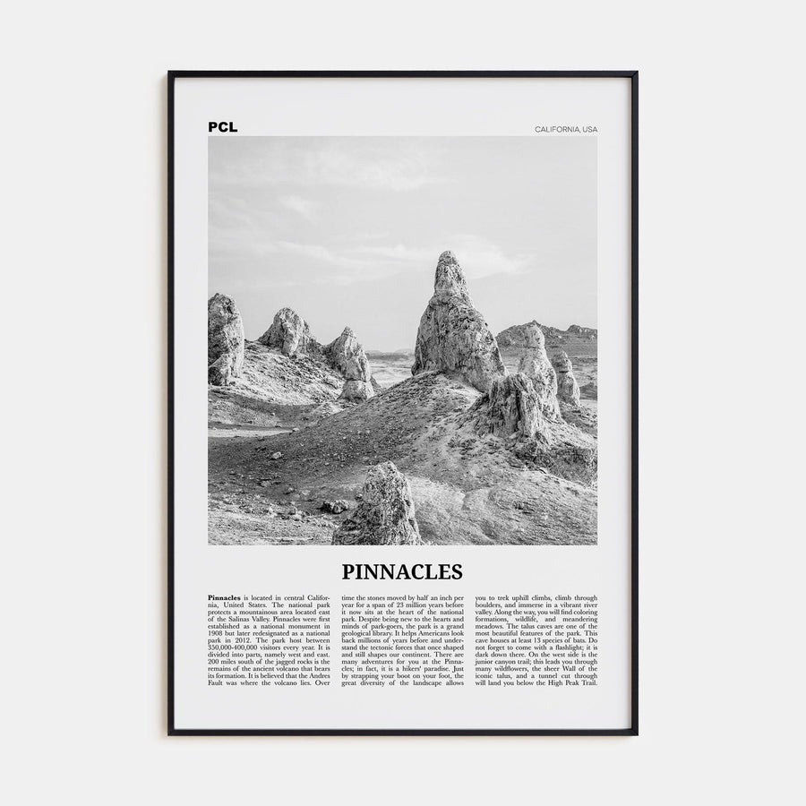 Pinnacles National Park Poster None / 8x12 in Nbourhood Travel B&W Poster