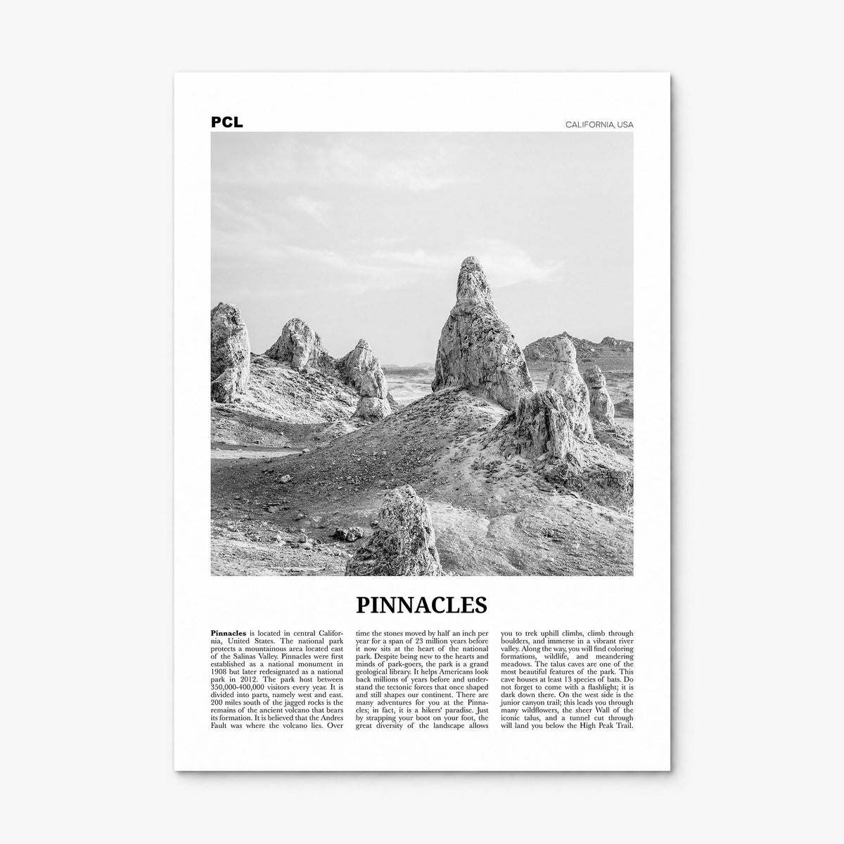 Pinnacles National Park Newspaper Poster, print only (unframed)