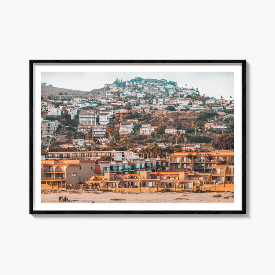 Pismo Beach colorful photo poster of California, USA – horizontal wall art, unframed print shown in interior mockup