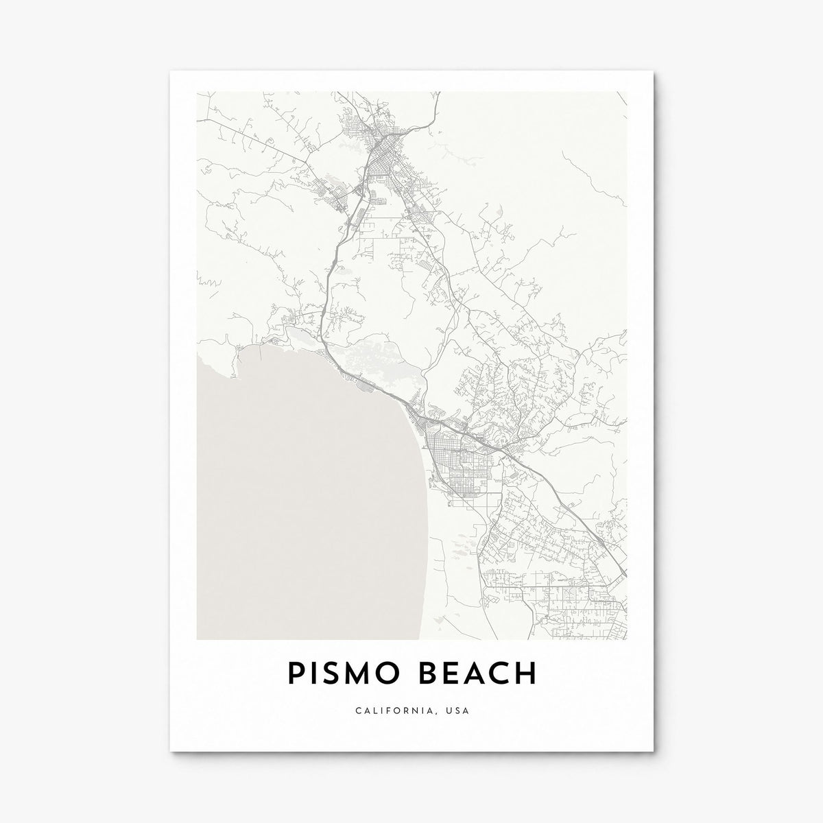 Pismo Beach Map Poster, print only (unframed)