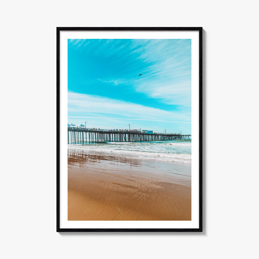 Pismo Beach no. 1 colorful photo poster of California, USA – vertical wall art, unframed print shown in interior mockup