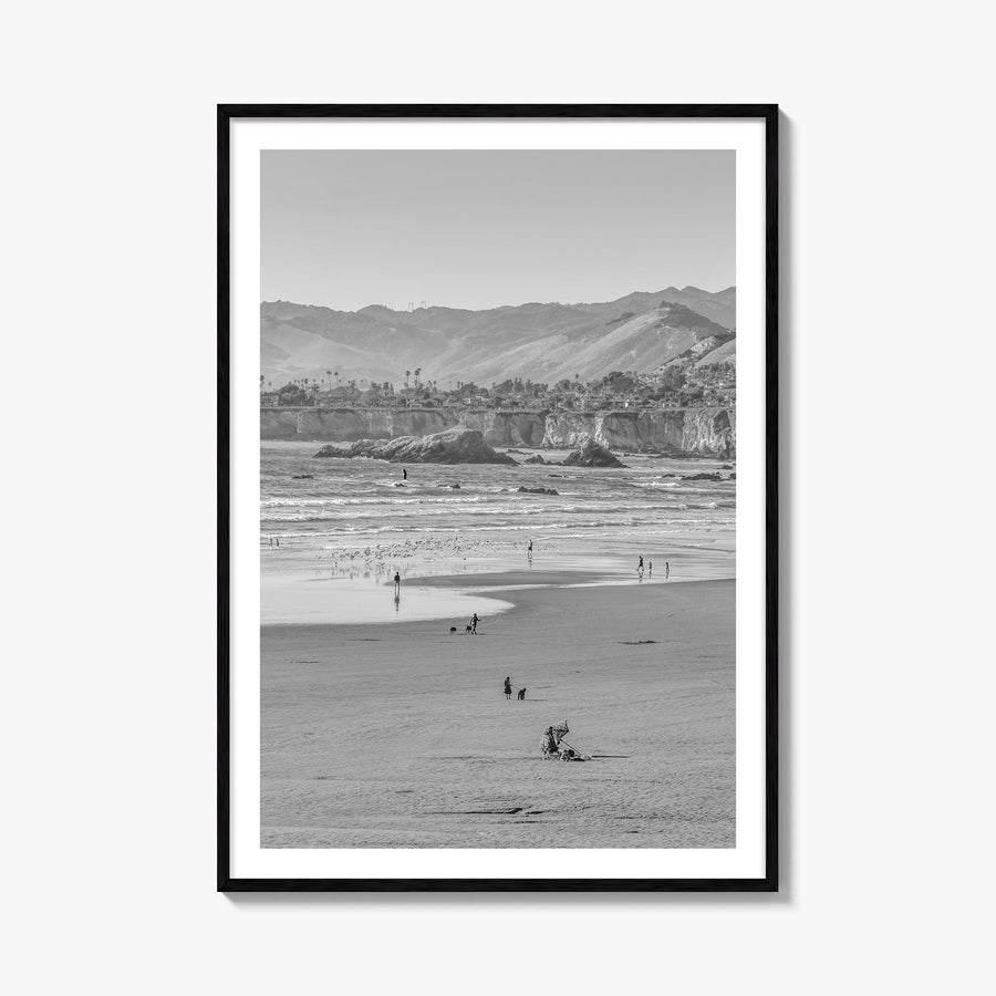 Pismo Beach no. 1 black & white photo poster of California, USA – vertical wall art, unframed print shown in interior mockup