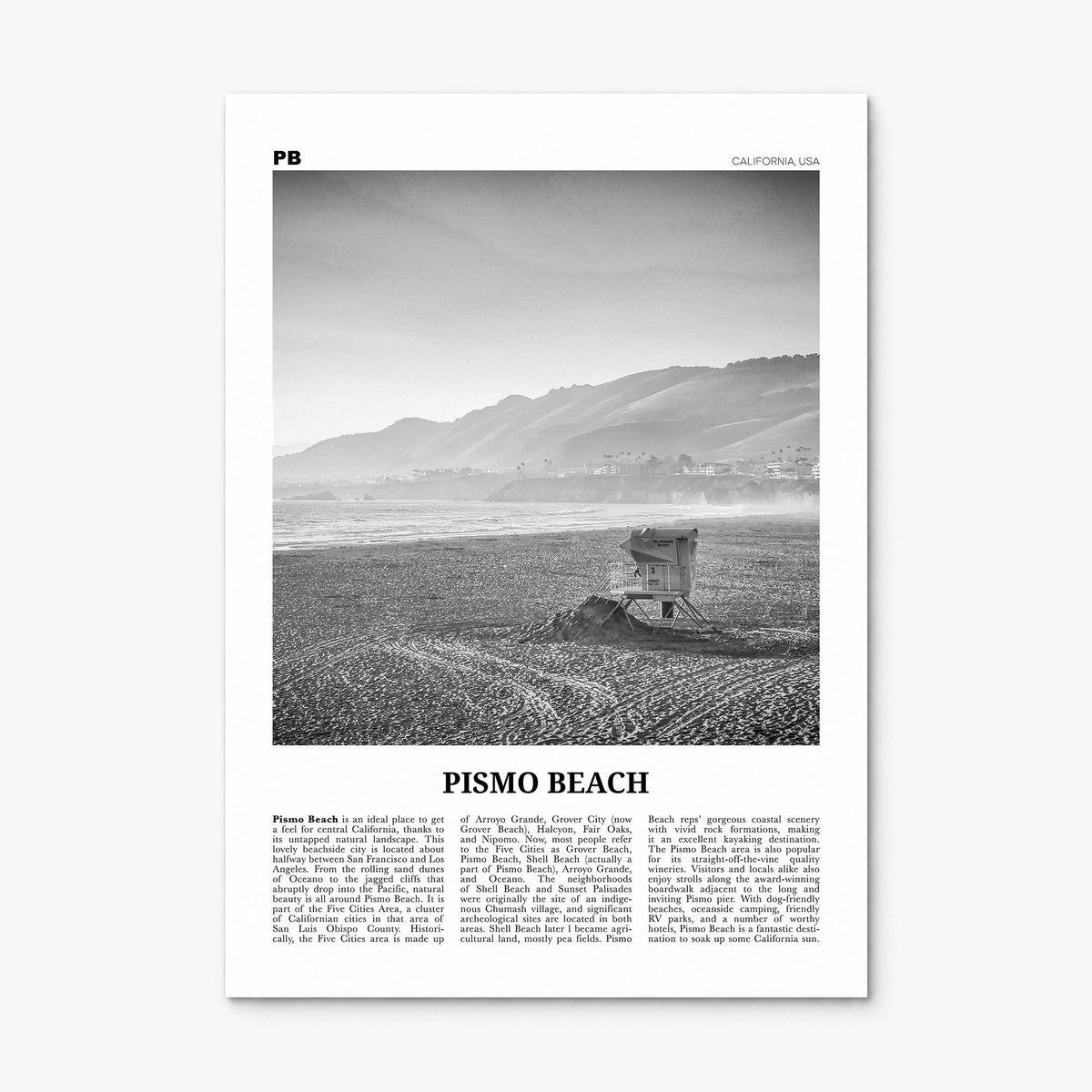 Pismo Beach Newspaper Poster, print only (unframed)