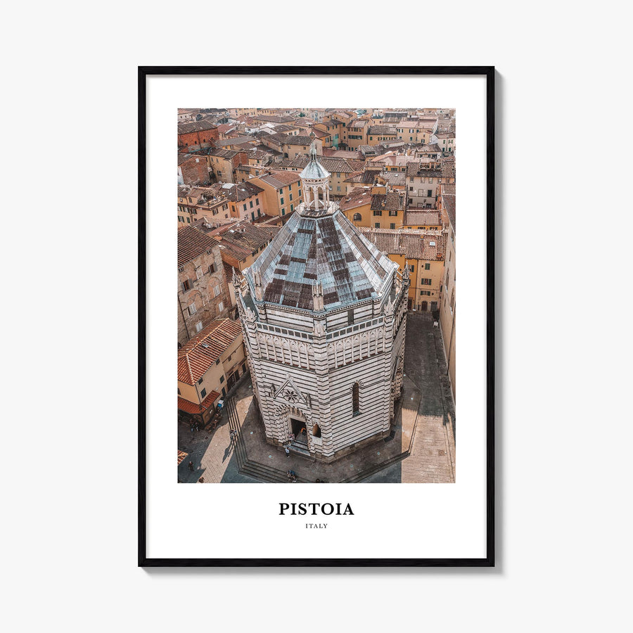 Pistoia colorful classic poster of Italy – vertical wall art, unframed print shown in interior mockup