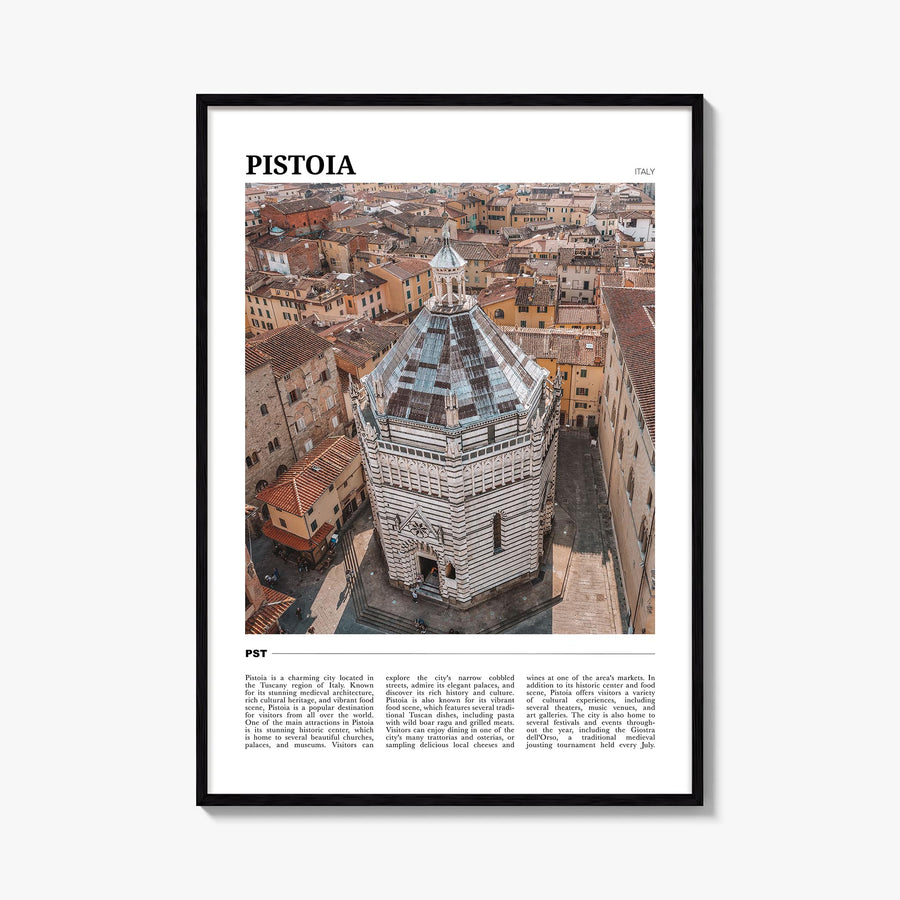 Pistoia colorful travel poster of Italy – vertical wall art, unframed print shown in interior mockup