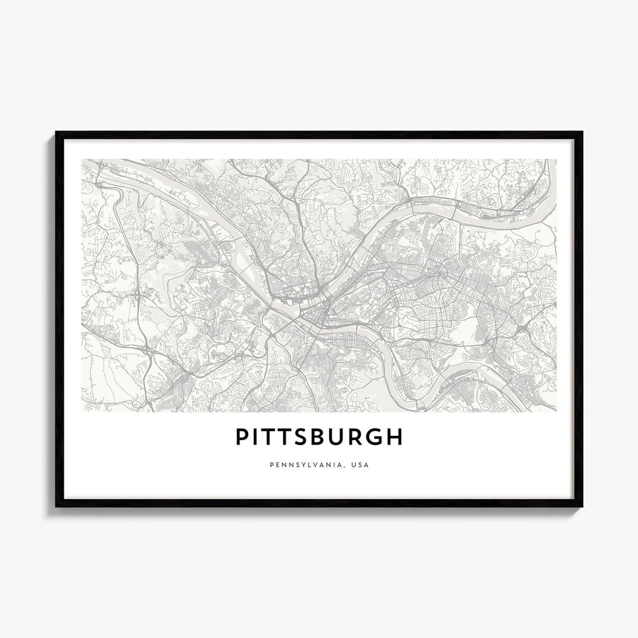 Pittsburgh Map Poster, framed poster mockup