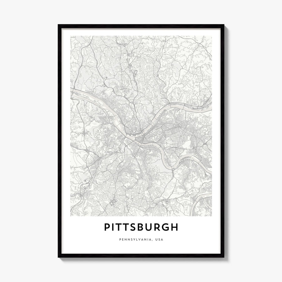 Pittsburgh Map Poster, framed poster mockup