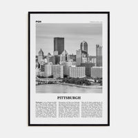 Pittsburgh No 2 Poster Black Wood / 8x12 in Nbourhood Travel B&W Poster