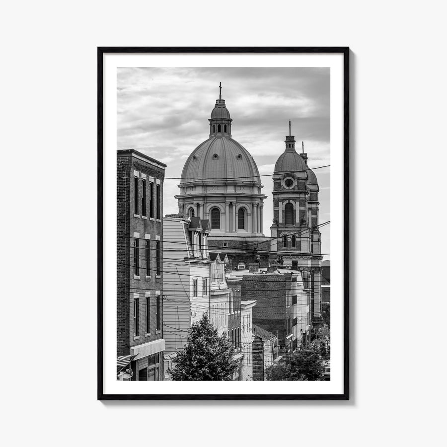 Pittsburgh no. 3 black & white photo poster of Pennsylvania, USA – vertical wall art, unframed print shown in interior mockup