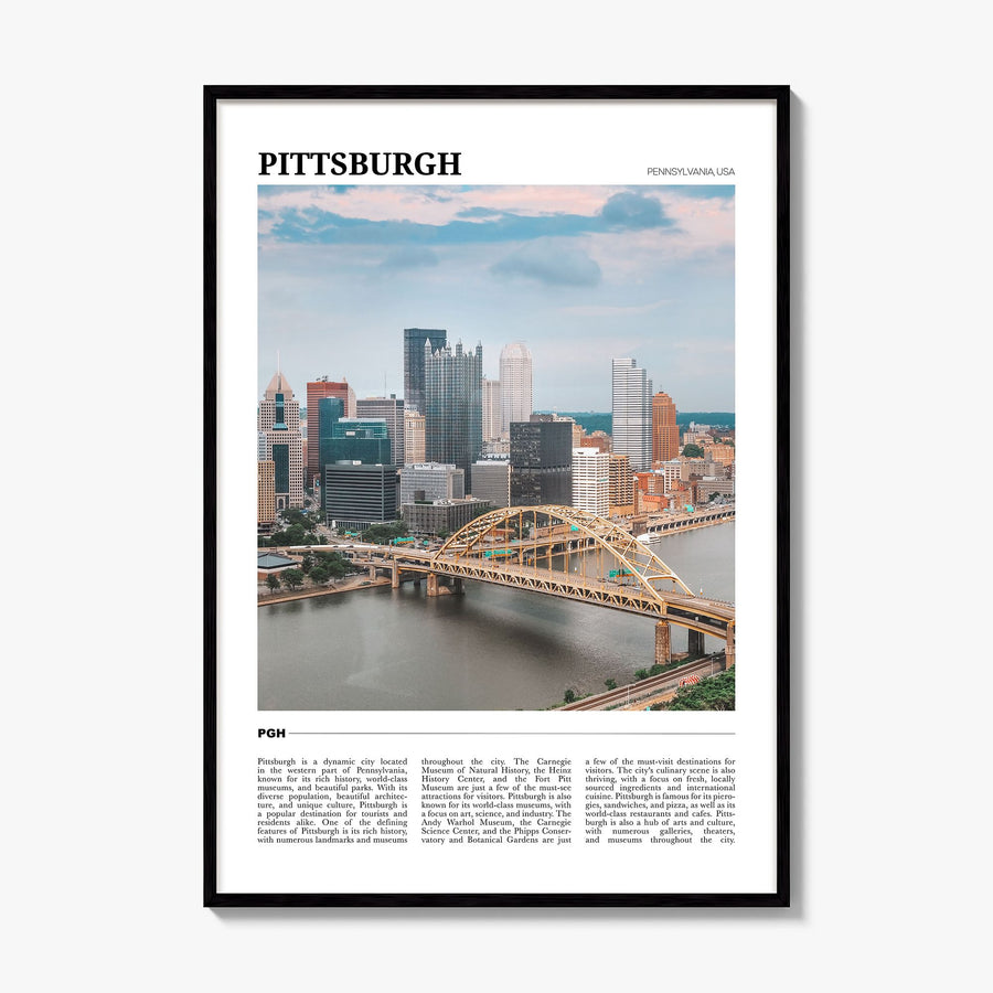 Pittsburgh Travel Poster, framed poster mockup