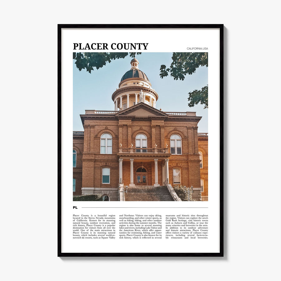 Placer County Travel Poster, framed poster mockup