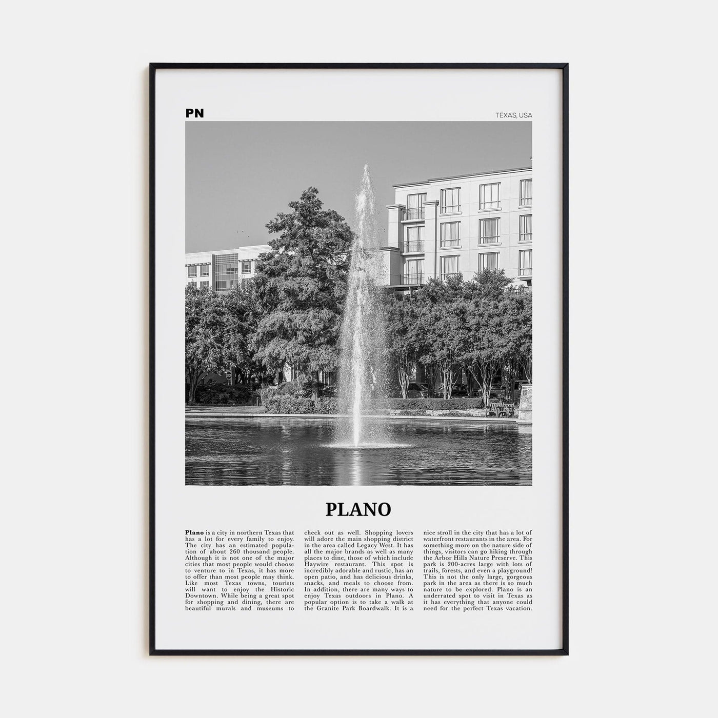 Plano Poster None / 8x12 in Nbourhood Travel B&W Poster