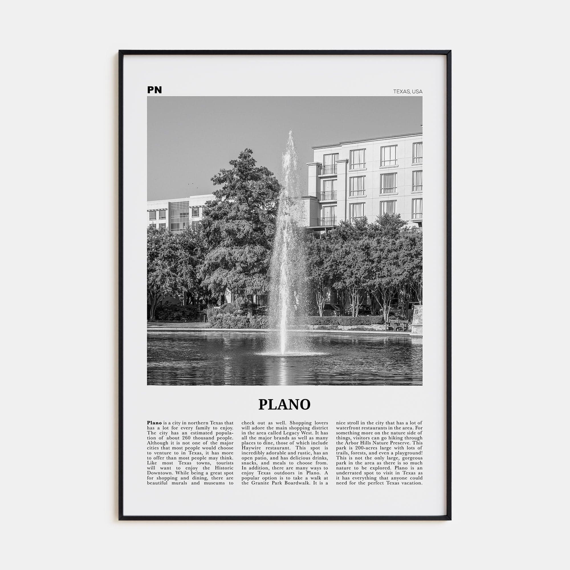 Plano Poster None / 8x12 in Nbourhood Travel B&W Poster