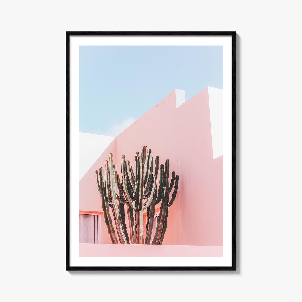 Plants on Pink colorful photo poster – vertical wall art, unframed print shown in interior mockup