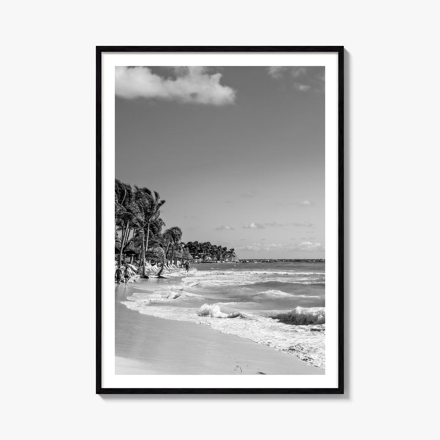 Playa del Carmen black & white photo poster of Mexico – vertical wall art, unframed print shown in interior mockup
