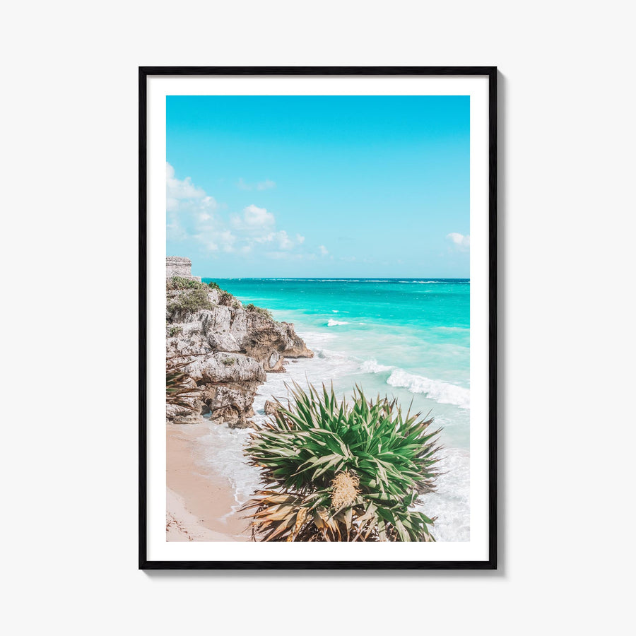 Playa del Carmen colorful photo poster of Mexico – vertical wall art, unframed print shown in interior mockup
