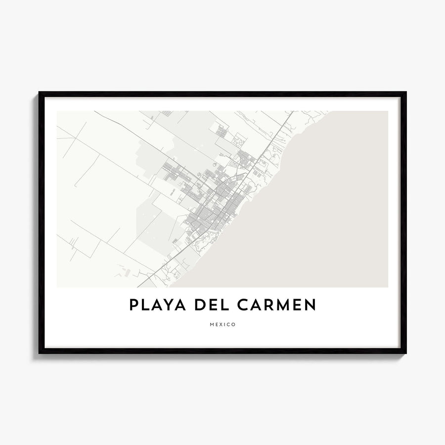 Playa del Carmen Map Poster, framed poster mockup