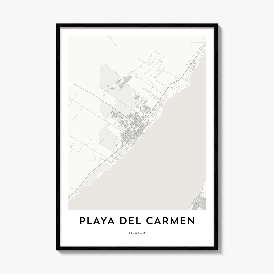 Playa del Carmen Map Poster, framed poster mockup