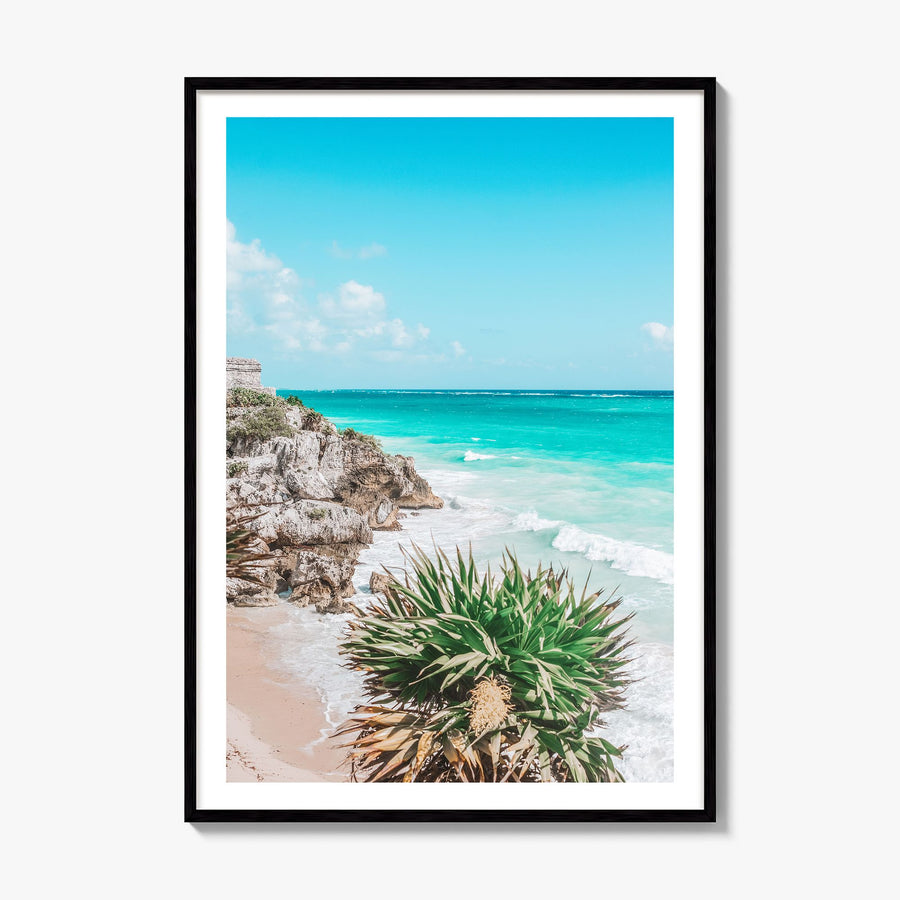 Playa del Carmen Photo Poster, framed poster mockup, white border
