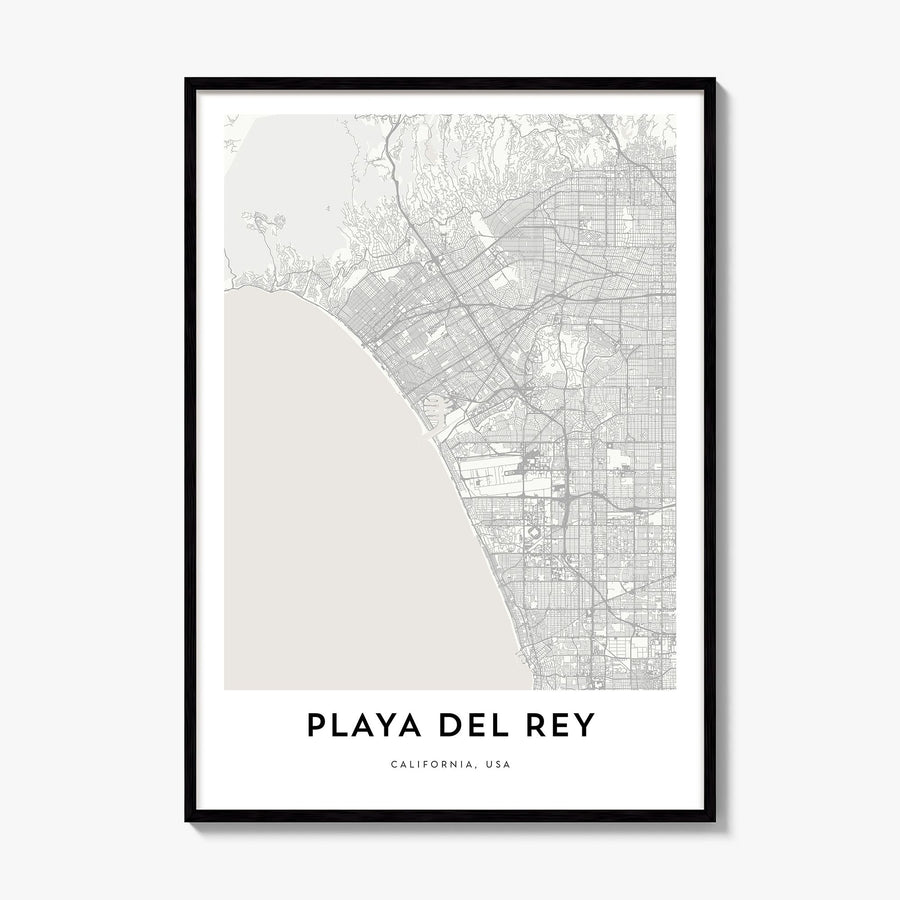 Playa del Rey Map Poster, framed poster mockup