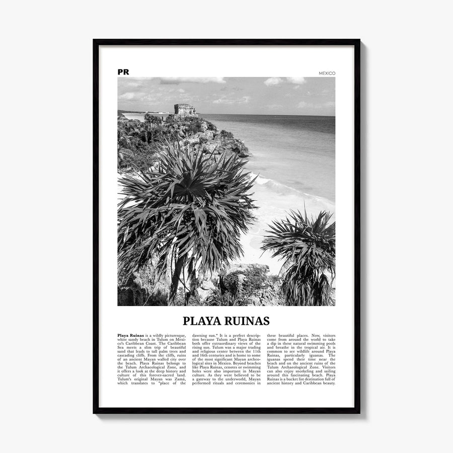 Playa Ruinas Newspaper Poster, framed poster mockup