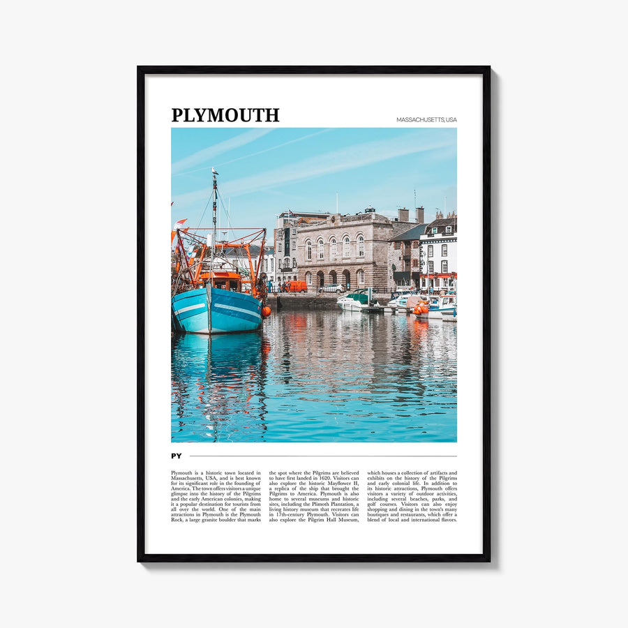 Plymouth colorful travel poster of United Kingdom – vertical wall art, unframed print shown in interior mockup