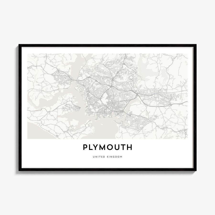 Plymouth Map Poster, framed poster mockup