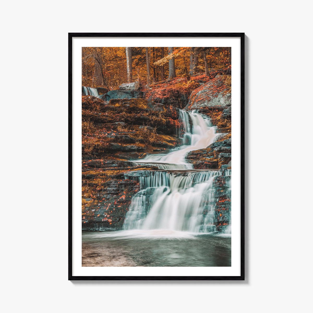 Pocono Mountains colorful photo poster of Pennsylvania, USA – vertical wall art, unframed print shown in interior mockup