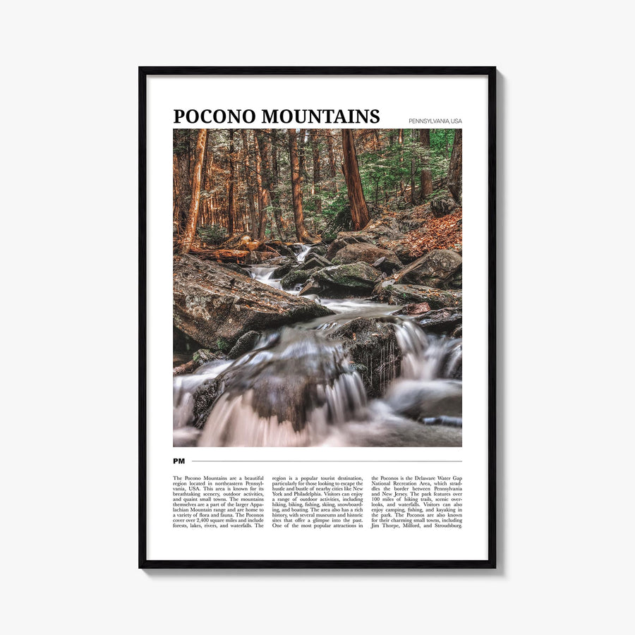 Pocono Mountains no. 2 colorful travel poster of Pennsylvania, USA – vertical wall art, unframed print shown in interior mock
