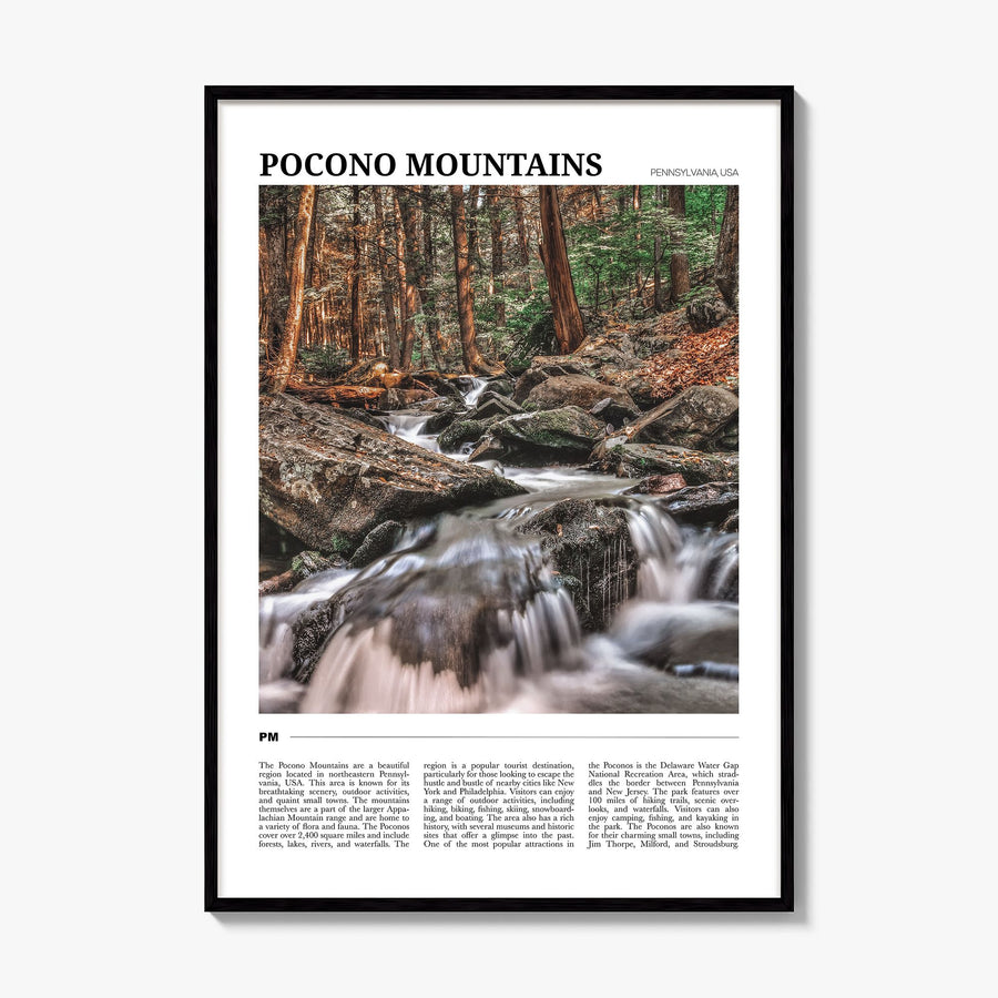 Pocono Mountains Travel No 2 Poster, framed poster mockup