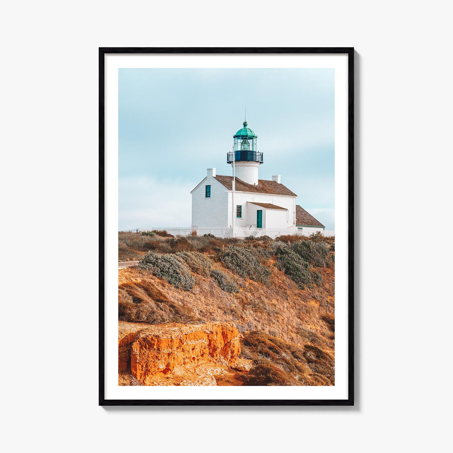 Point Loma colorful photo poster of San Diego, California – vertical wall art, unframed print shown in interior mockup