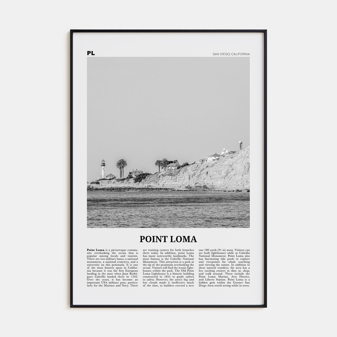 Point Loma Poster None / 8x12 in Nbourhood Travel B&W Poster