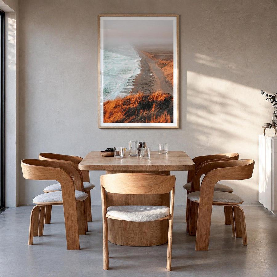 Point Reyes no. 1 colorful photo poster of California, USA – vertical wall art in natural wood frame with white border, hangi
