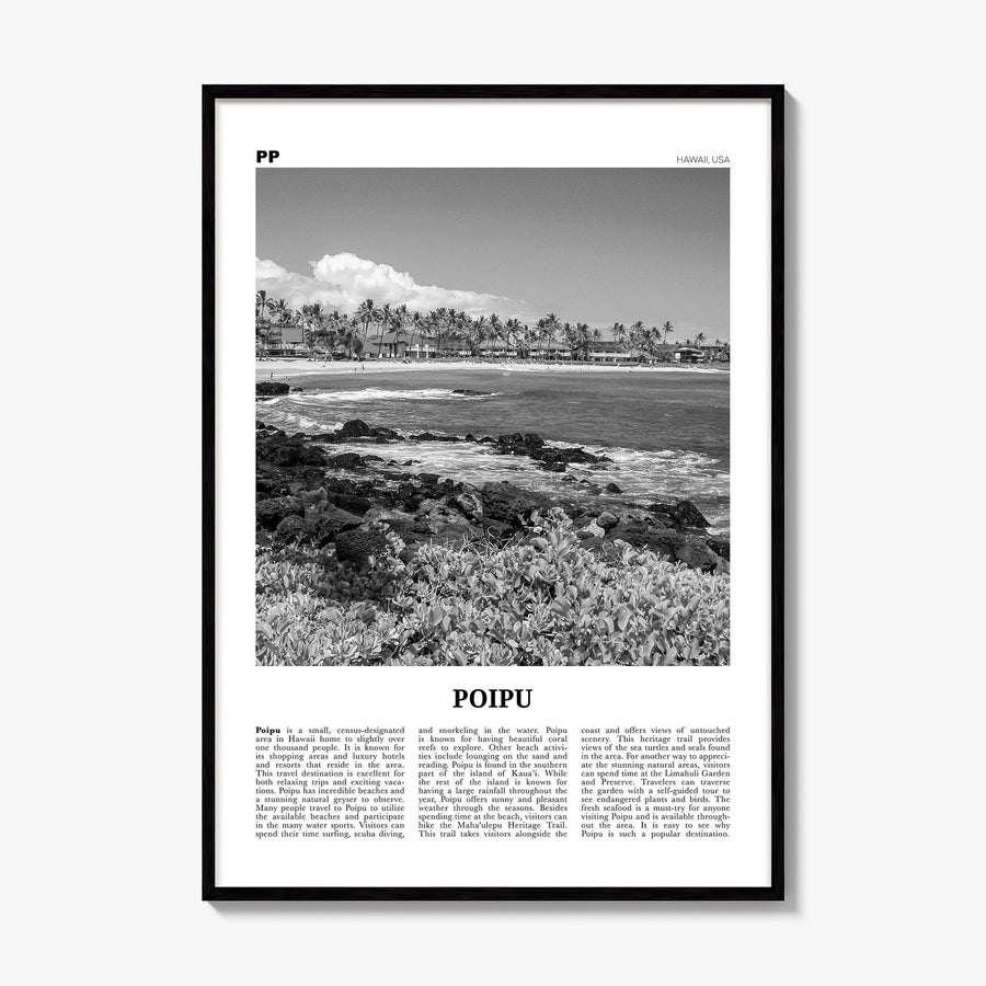 Poipu Newspaper Poster, framed poster mockup