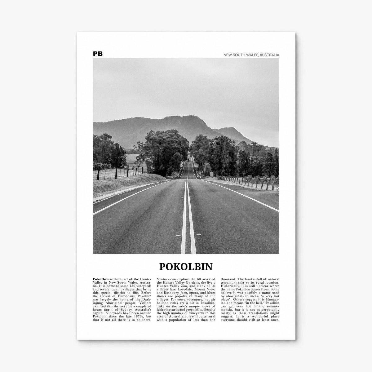 Pokolbin Newspaper Poster, print only (unframed)