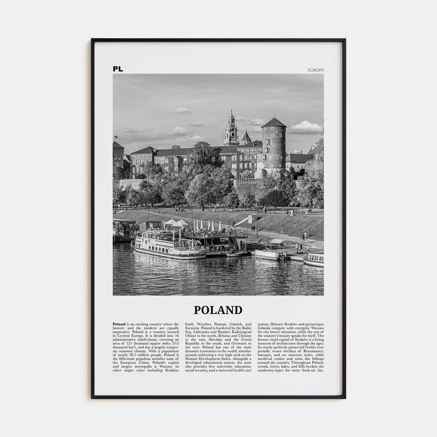 Poland Poster None / 8x12 in Nbourhood Travel B&W Poster